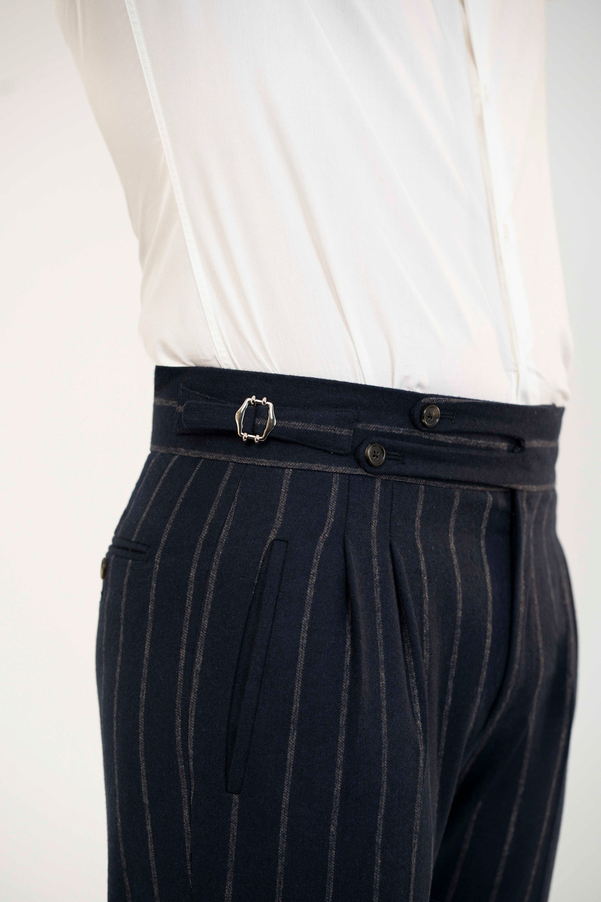 Savoia - Navy Pintstripe Flannel