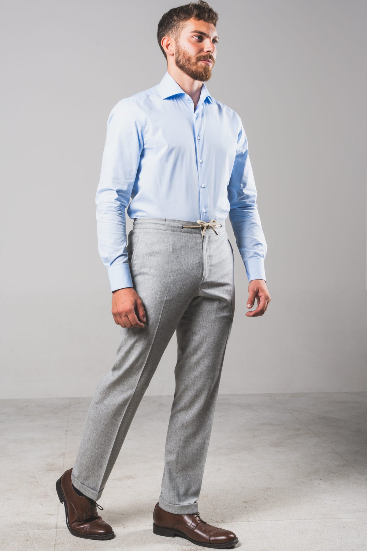 Visconti - Light Grey Flannel – pantalone uomo AUTIÈ